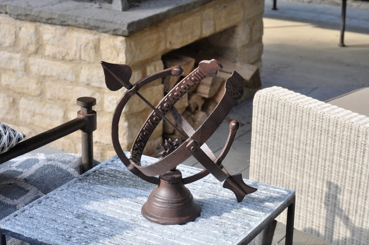 Cast Iron Armillary Sundial – Equatorial Sundial Double U Design_Water Features