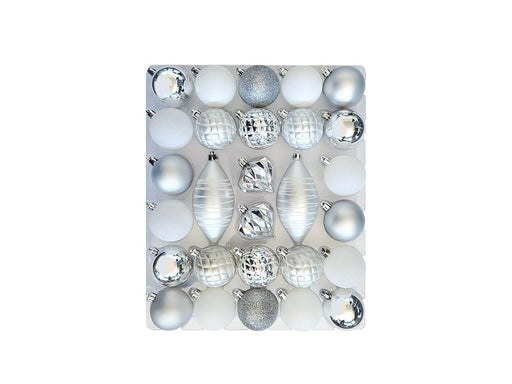 Silver and White shatterproof Bauble - 28 piece set