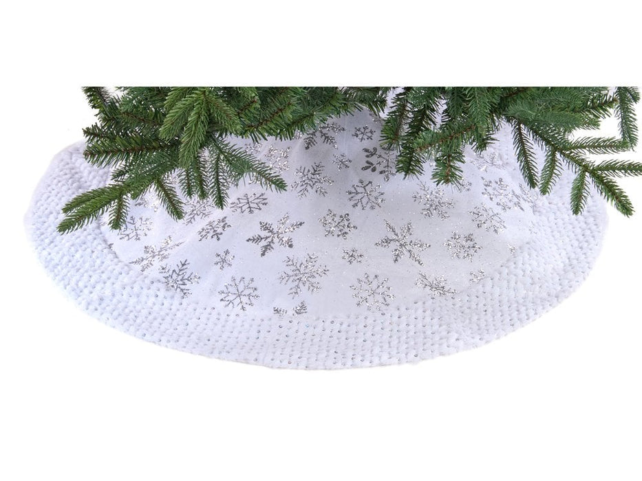 White with Silver Snowflakes - Tree Skirt