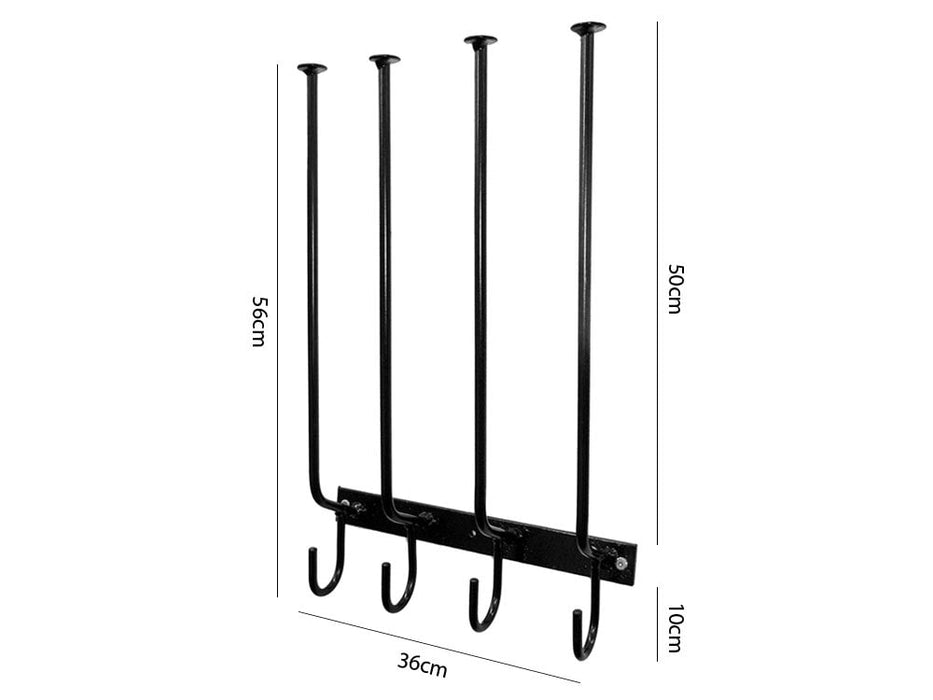 Wall Mounted Wellington Boot Rack - 2 Pair with hooks