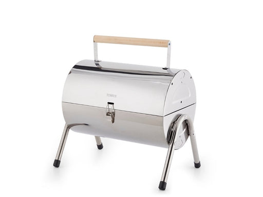 Stealth Stainless Steel Portable Charcoal BBQ with Wooden Carry Handle